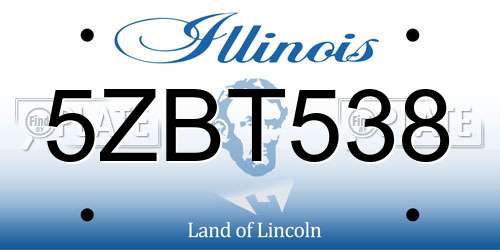 5ZBT538 Illinois License Plate