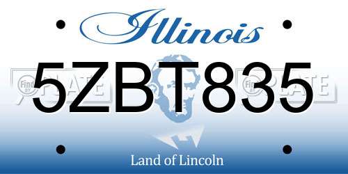 5ZBT835 Illinois License Plate