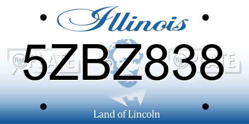 5ZBZ838 Illinois License Plate