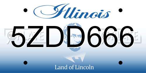 5ZDD666 Illinois License Plate