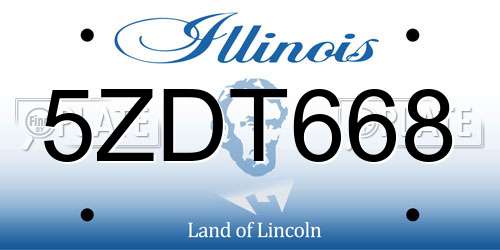 5ZDT668 Illinois License Plate