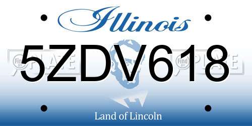 5ZDV618 Illinois License Plate