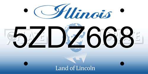 5ZDZ668 Illinois License Plate