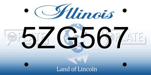 5ZG567 Illinois License Plate