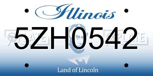 5ZH0542 Illinois License Plate