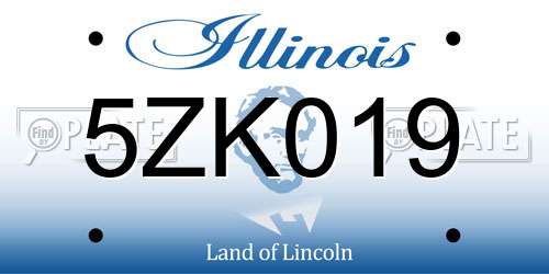 5ZK019 Illinois License Plate