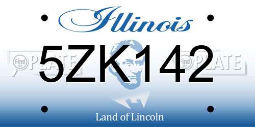 5ZK142 Illinois License Plate