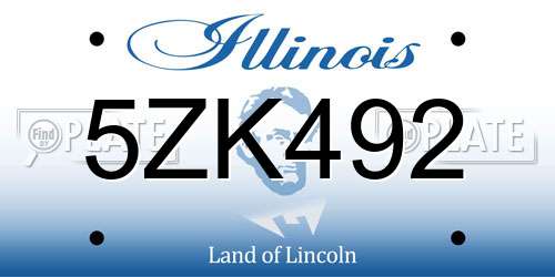 5ZK492 Illinois License Plate
