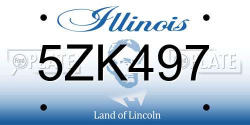 5ZK497 Illinois License Plate