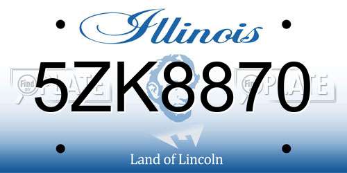 5ZK8870 Illinois License Plate