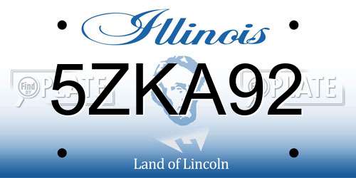 5ZKA92 Illinois License Plate