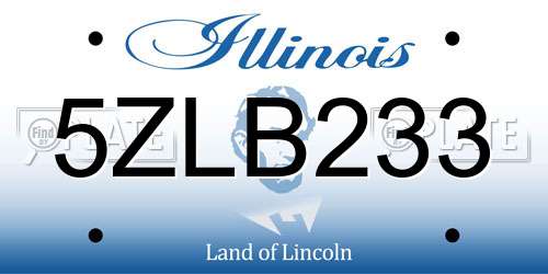 5ZLB233 Illinois License Plate