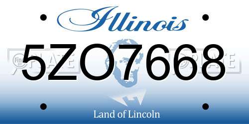 5ZO7668 Illinois License Plate