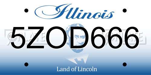 5ZOD666 Illinois License Plate