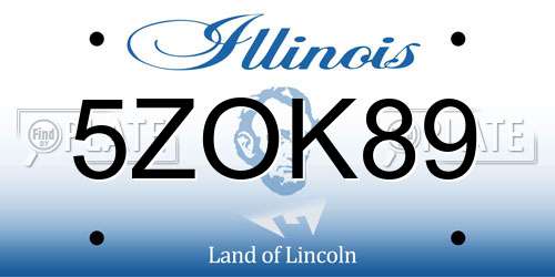 5ZOK89 Illinois License Plate