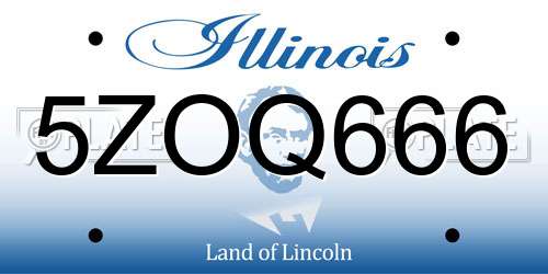 5ZOQ666 Illinois License Plate