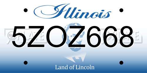 5ZOZ668 Illinois License Plate