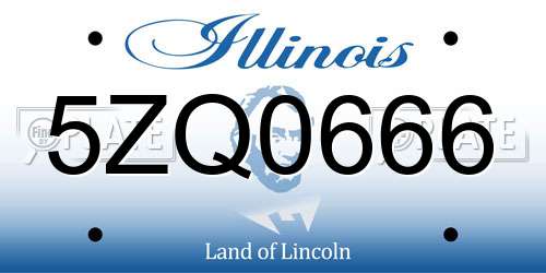 5ZQ0666 Illinois License Plate