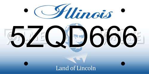 5ZQD666 Illinois License Plate