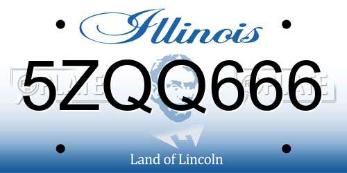5ZQQ666 Illinois License Plate