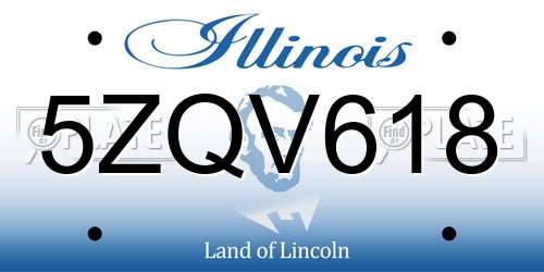 5ZQV618 Illinois License Plate
