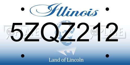 5ZQZ212 Illinois License Plate