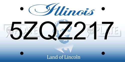 5ZQZ217 Illinois License Plate
