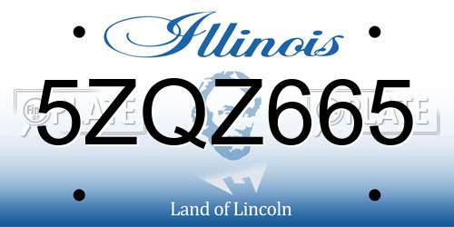 5ZQZ665 Illinois License Plate
