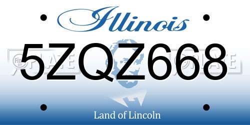 5ZQZ668 Illinois License Plate