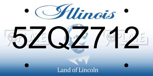 5ZQZ712 Illinois License Plate