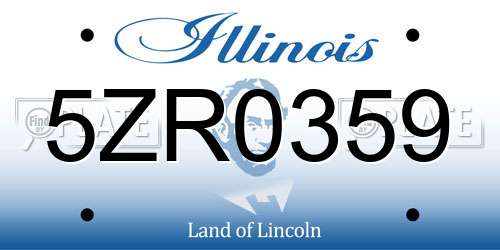 5ZR0359 Illinois License Plate