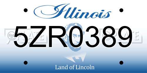 5ZR0389 Illinois License Plate