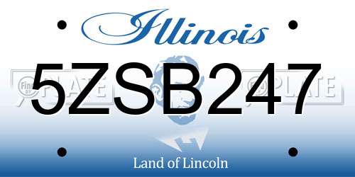 5ZSB247 Illinois License Plate