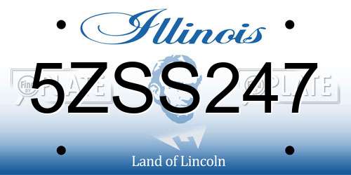 5ZSS247 Illinois License Plate