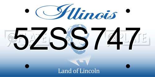 5ZSS747 Illinois License Plate
