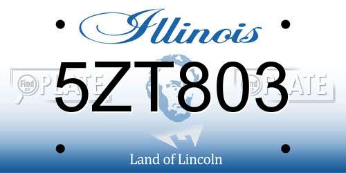 5ZT803 Illinois License Plate