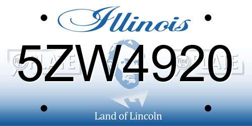 5ZW4920 Illinois License Plate