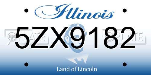 5ZX9182 Illinois License Plate