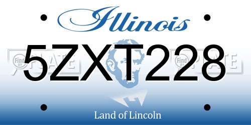 5ZXT228 Illinois License Plate