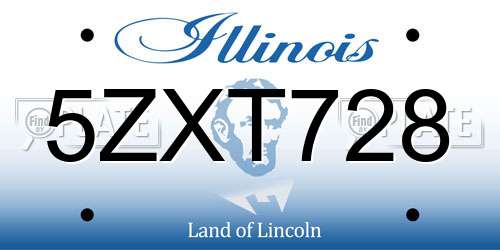 5ZXT728 Illinois License Plate