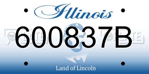 600837B Illinois License Plate