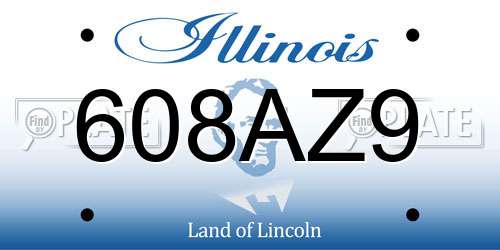 608AZ9 Illinois License Plate