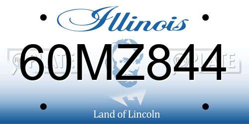 60MZ844 Illinois License Plate