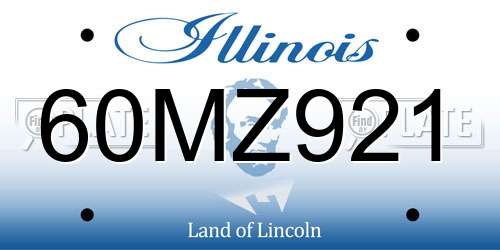 60MZ921 Illinois License Plate