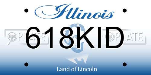 618KID Illinois License Plate