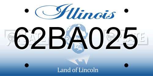 62BA025 Illinois License Plate