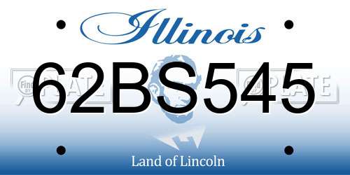 62BS545 Illinois License Plate