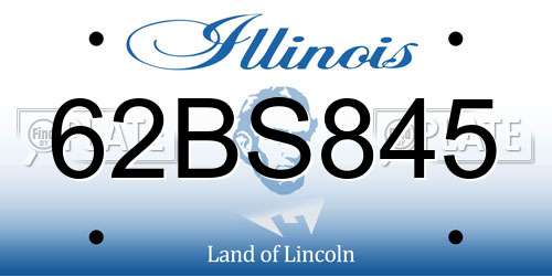 62BS845 Illinois License Plate