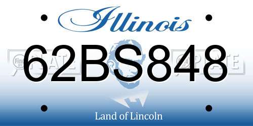 62BS848 Illinois License Plate