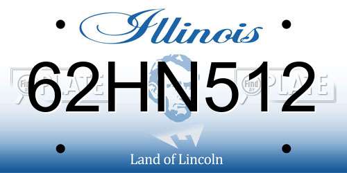 62HN512 Illinois License Plate